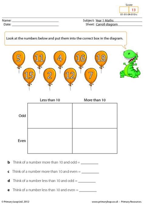 Carroll Diagram Worksheet | Graphing Activities