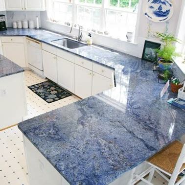 Blue Marble Tiles On Kitchen Countertop