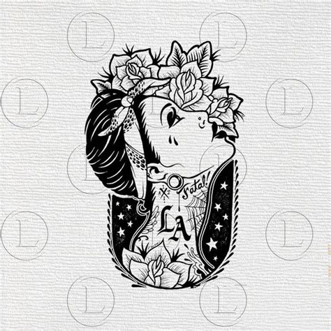 Girl Tattoo Designs Svg-girl Clip Art Drawing Svg for - Etsy