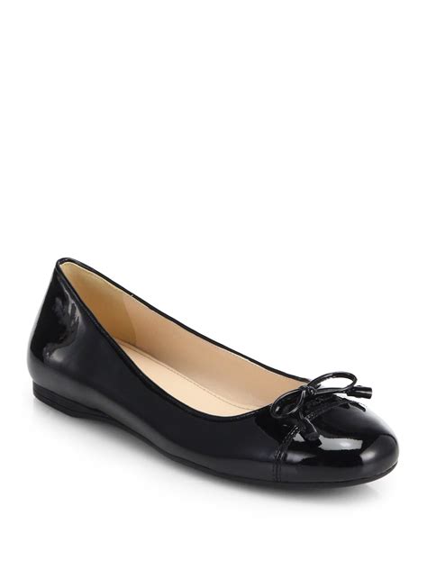 Lyst - Prada Patent Leather Bow Ballet Flats in Black