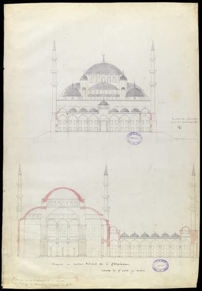 Sultan Ahmet Camii (Blue Mosque), Istanbul: elevation and section | RIBA pix