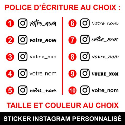 Stickers Instagram personnalisé – Autocollant Insta police choix