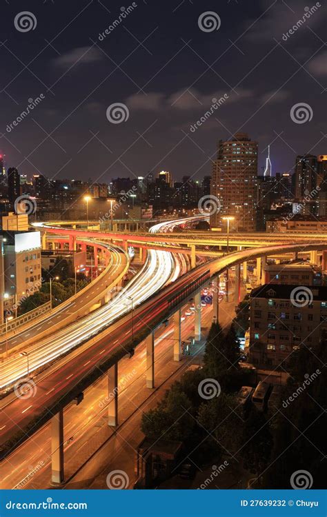 City Highway Overpass At Night Stock Photography - Image: 27639232