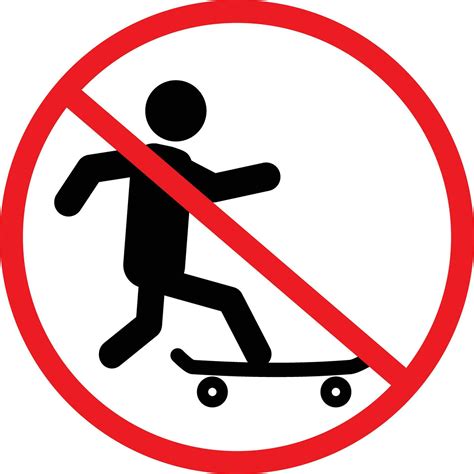 Skateboard ban icon. No skateboarding symbol. No skateboarding prohibition sign. flat style ...