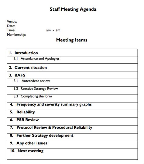 Staff Meeting Agenda – 7+ Free Samples , Examples Format