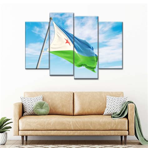 Cloudy Sky Djibouti Flag Wall art | Elephant Stock