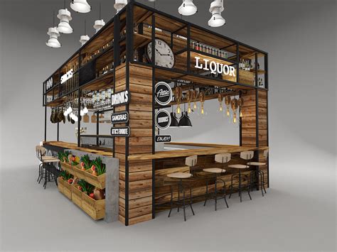 Attic meat district on Behance Cafe Shop Design, Kiosk Design, Restaurant Interior Design, Booth ...