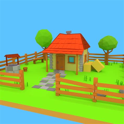 Cartoon farm house yard 3D - TurboSquid 1281215