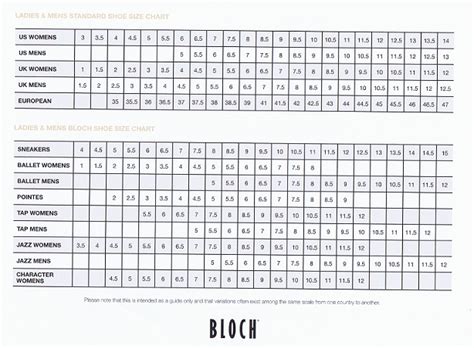 Bloch Ballet Shoes Size Chart | amulette