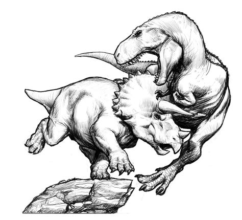 Triceratops vs T-Rex by martinorona on DeviantArt