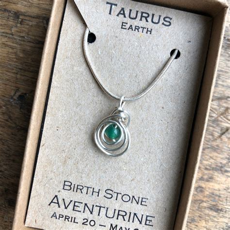 Taurus Birthstone Necklace Zodiac Green Aventurine Taurus - Etsy