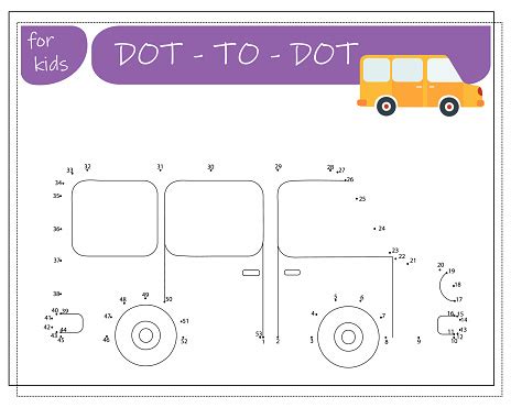 Sebuah Permainan Dengan Angka Permainan Pendidikan Dari Titik Ke Titik Untuk Anakanak Mobil ...