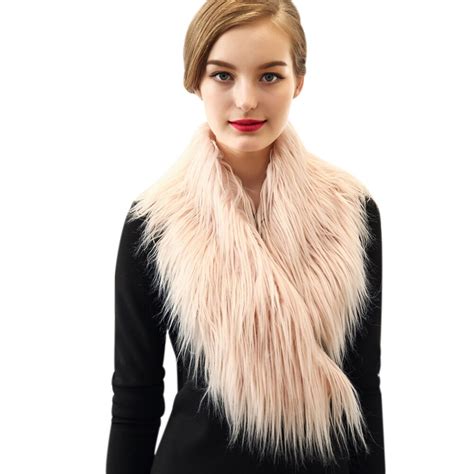 Winter Women Fake Fur Collar Shawl Scarf Solid Color Thick Warm Shawl Luxury Elegant Brand ...