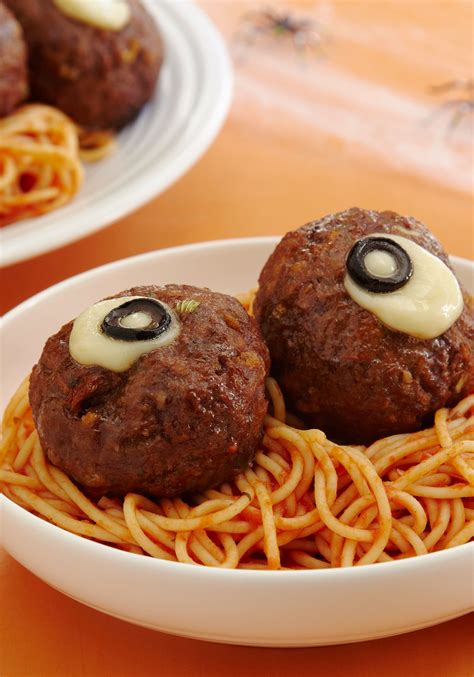 halloween spaghetti meatballs