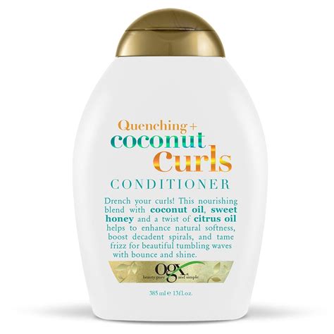 OGX Quenching + Coconut Curls Curl-Defining Conditioner, Nourishing Curly Hair Conditioner with ...