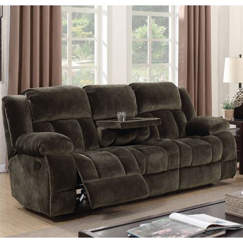 Furniture of America Ric Transitional Brown Fabric Reclining Sofa ...