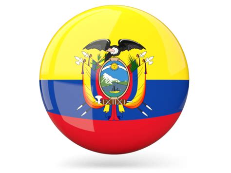 Glossy round icon. Illustration of flag of Ecuador