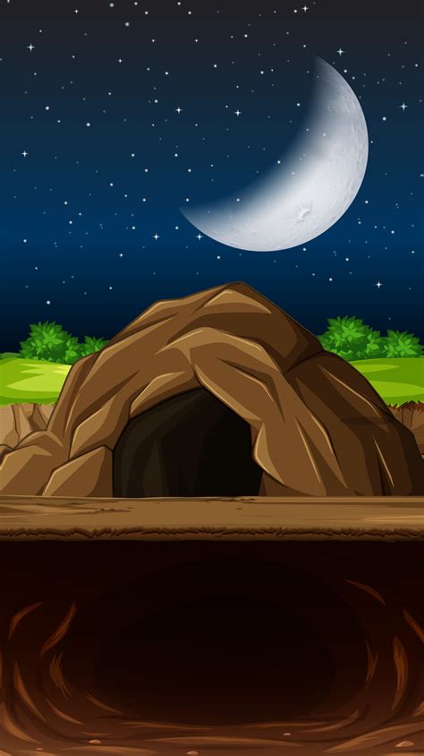 A cave at nigth scene 549984 Vector Art at Vecteezy