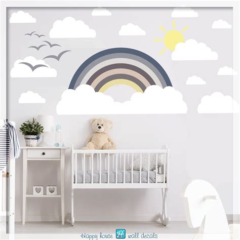 Rainbow With Clouds Wall Decal Rainbow Wall Decal Nursery - Etsy