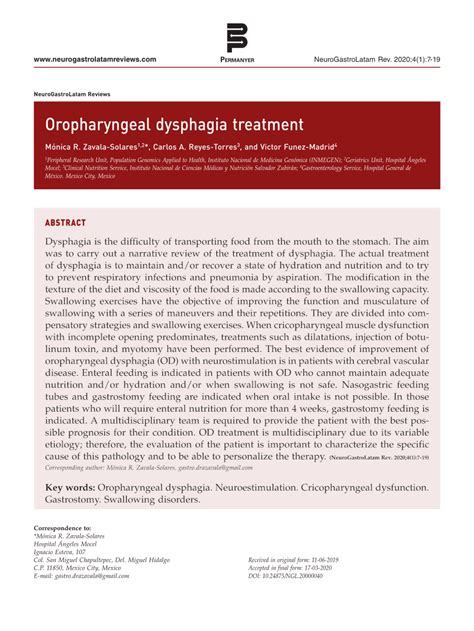 (PDF) Oropharyngeal dysphagia treatment