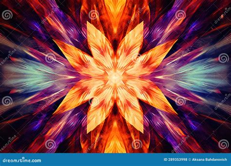 Futuristic Flower Illustration in Kaleidoscope Technique Stock ...