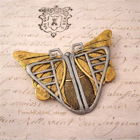 Art Deco Jewelry Butterfly Brooch Pin, Vintage Inspired Geometric Moth Wings. Handmade Jewelry ...