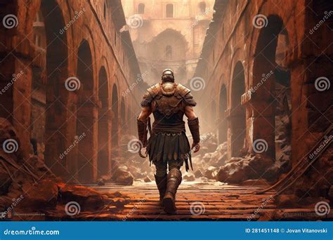 Ancient Roman Gladiator Entering the Colosseum before Battle Generative ...