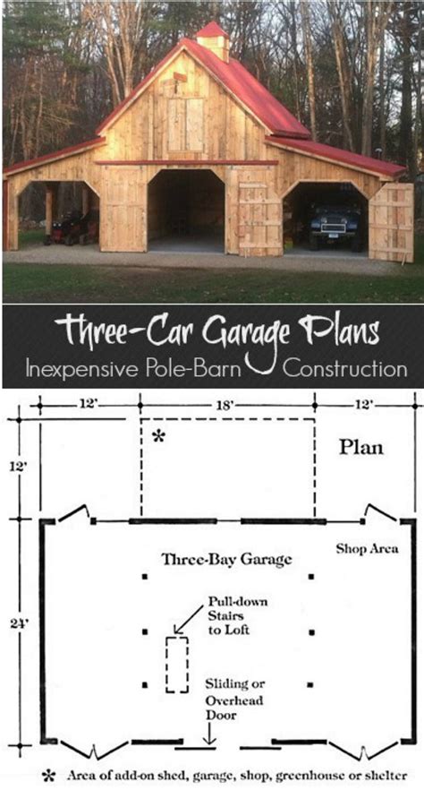 3 three bay car barn plans with lofts three different sets etsy – Artofit