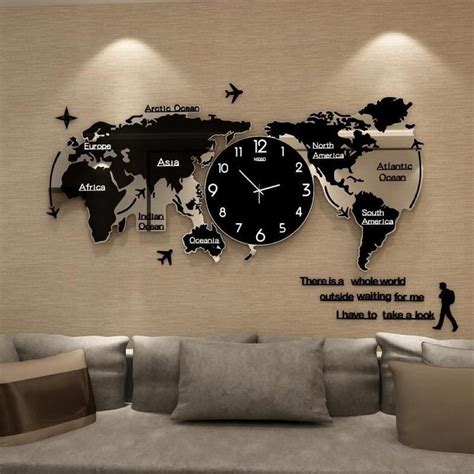 3D Antique Quartz World Map Wall Clock | Large wall clock modern, Wall ...