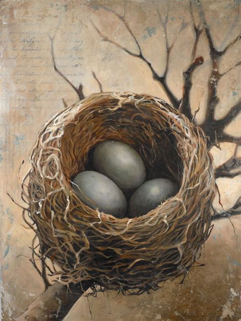 Three Bird Nest Art Framed 18 x 24 Wall Art Print 3 Bird