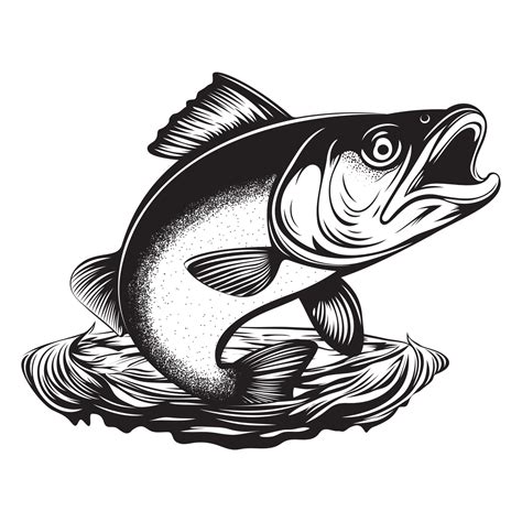 Black and White Fish Jumping out of the Water Vector Illustration ...