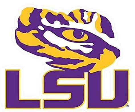 the lsu logo is shown in purple and yellow