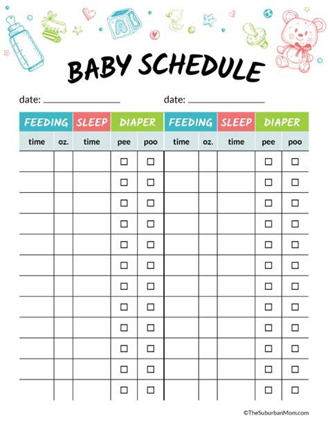 Printable Baby Schedule Chart To Help Baby Settle Into Routine | Baby schedule, Routine and Parents