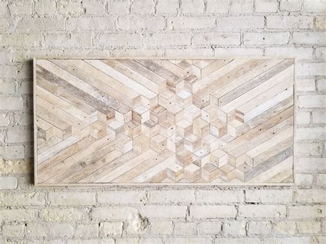 Reclaimed Wood Wall Art | Wood Wall Art | Reclaimed Wood | White Wood Art | Rustic Geometric ...