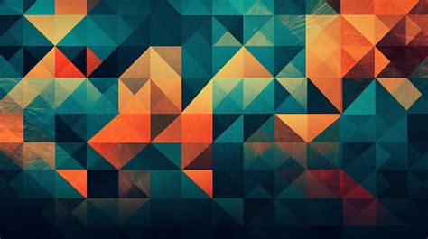 Premium AI Image | Abstract teal and orange geometric mosaic background