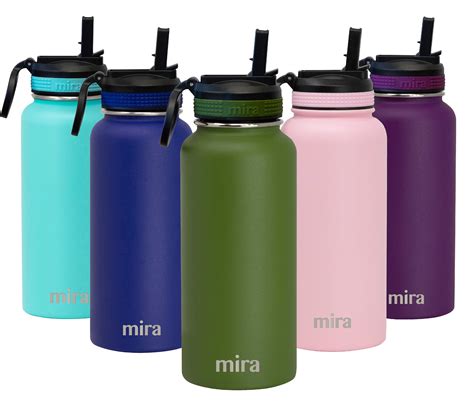 MIRA 32 oz Stainless Steel Water Bottle with Straw Lid | Vacuum ...