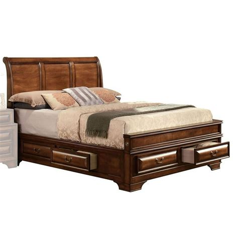 Traditional Style Queen Size Wooden Storage Bed with Six Drawers, Cherry Brown - Walmart.com ...