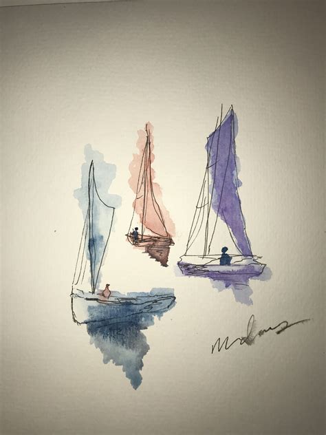 Simple Sailboat Watercolor Painting