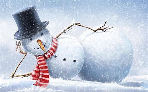 HD wallpaper: snowman illustration, Christmas, winter, cold temperature, hat | Wallpaper Flare