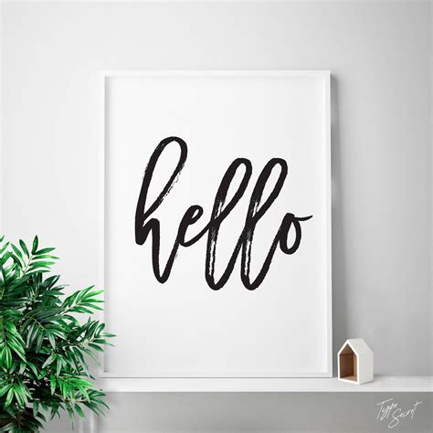 Black and White Hello Welcome Print Hello Sign Hello - Etsy