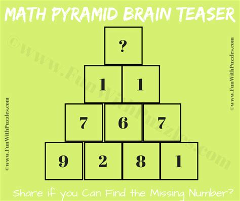 Pyramid Number Puzzle: Easy Picture Maths Puzzle for Kids