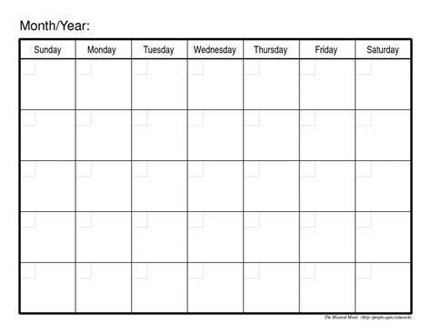 Free Printable Monthly Calendar 2018