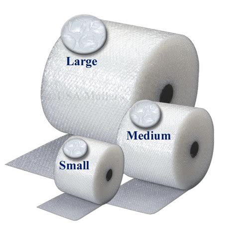 Small (3/16") - Medium (5/16") - Large (1/2") Bubble Wrap Rolls | USA ...