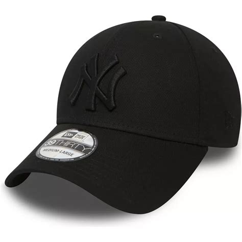 New Era Curved Brim Black Logo 39THIRTY Classic New York Yankees MLB Black Fitted Cap ...