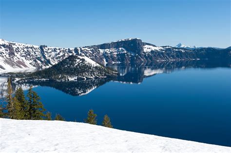 Lake In Winter, Crater Lake, Crater Photograph by Panoramic Images ...