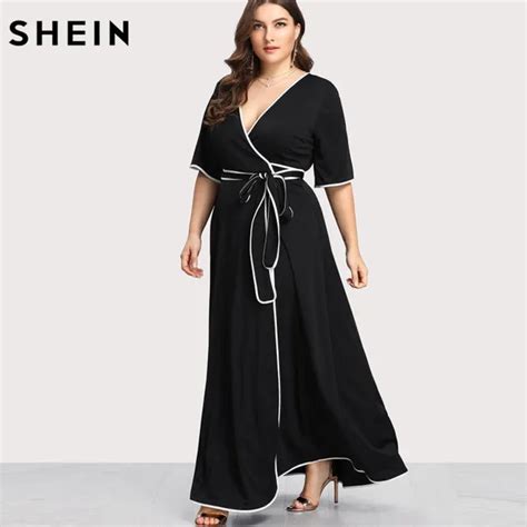 Aliexpress.com : Buy SHEIN Plus Size Black Party Dress Summer Maxi ...