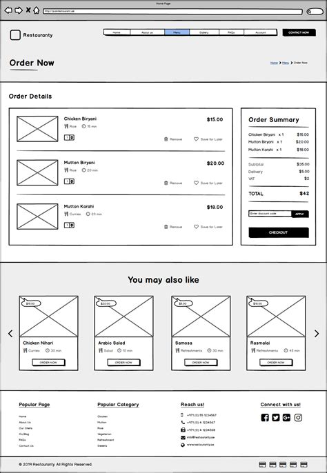 Restauranty Website Wireframe Design :: Behance