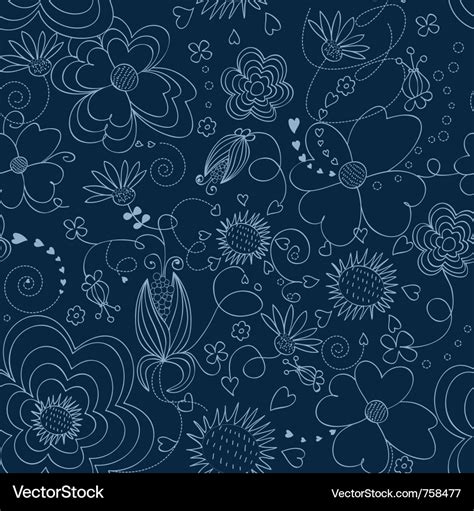 Dark blue floral seamless pattern Royalty Free Vector Image