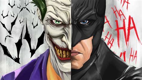 Download Half Batman Half Joker Digital Painting Wallpaper | Wallpapers.com