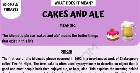 "Cakes And Ale" Meaning with Interesting Conversation Examples • 7ESL | Other ways to say ...